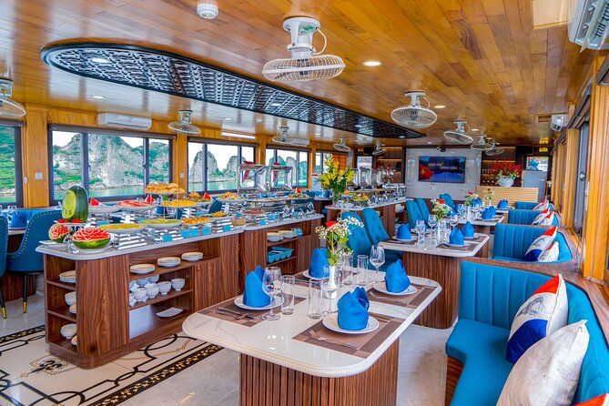 Best Halong 5 star Day Trip, inclusive,buffet,cave,kayak,transfer - Seafood lunch, onboard comfort, and the sunset party you’ll actually remember