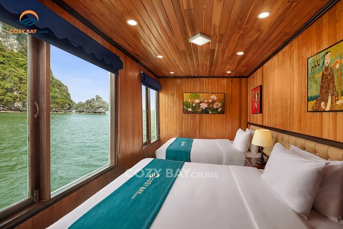 CozyBay Cruise-The Best Small Group 2D/1N inHalong-All inclusive - Day 1: caves, Titop Island, and sunset on the sundeck