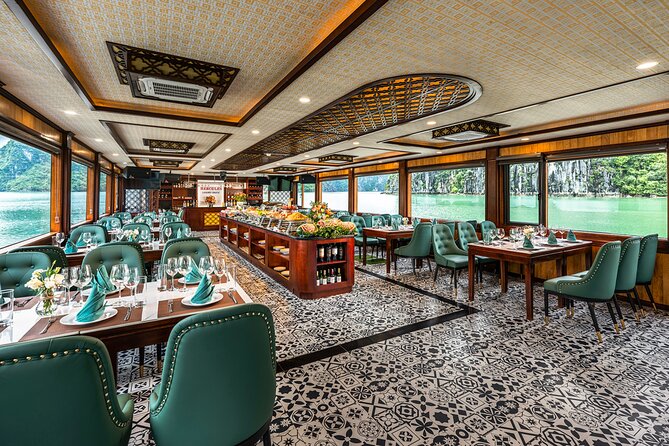 Halong bay 5star Cruise Day Trip: Buffet lunch & Limousine bus - Sunset party cruise back: where the day slows down