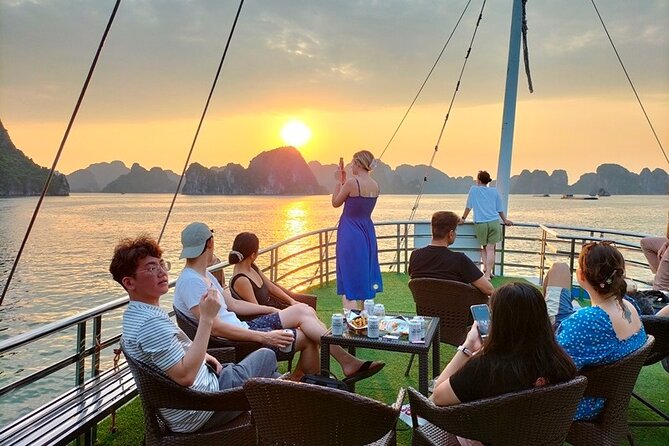 Halong Bay Day Tour 6Hour Deluxe Cruise Limousine Bus Small Group - 6 Hours on a Deluxe Cruise: Sunset Views, Tea, and Real Relax Time