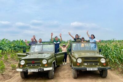 Hanoi Jeep City Highlight, Backstreet, Train Street, Countryside - Red River island, banana farms, and that local family stop